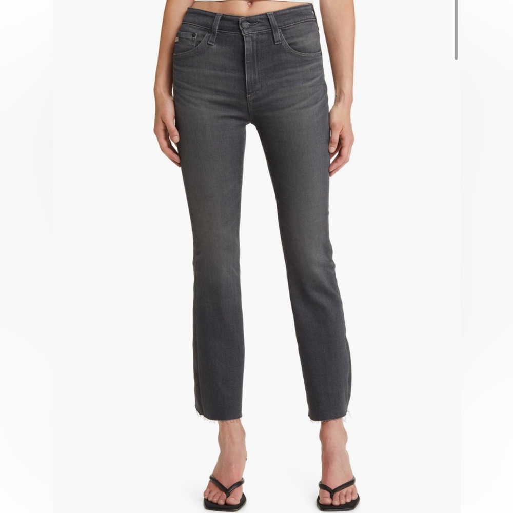 AG Farrah raw hem high waist crop bootcut jeans